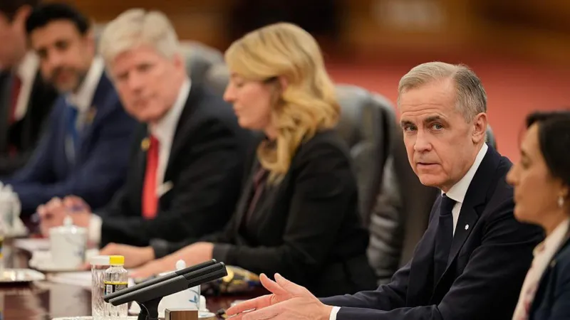 Carney in the Great Hall of the People during the meeting with Xi