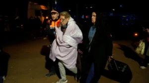 The foyer of the hospital close to the crash site, Caseta Municipal in Adamuz, filled with affected passengers.