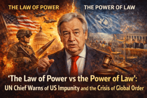 The Law of Power vs the Power of Law”: UN Chief Warns of US Impunity and the Crisis of Global Order